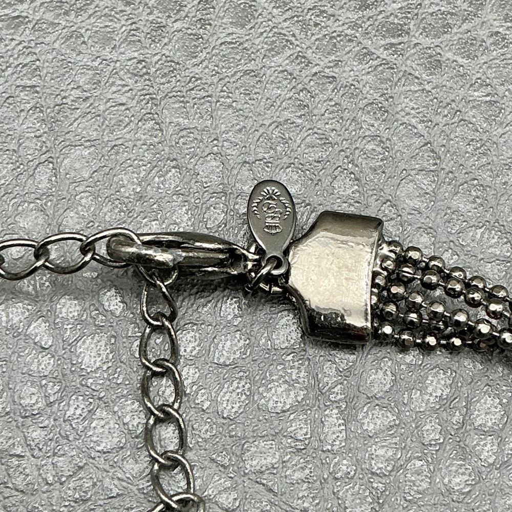 Premier Designs Necklace Multistrand Layered Black Bead Gunmetal Bib Adjustable - Picture 7 of 8